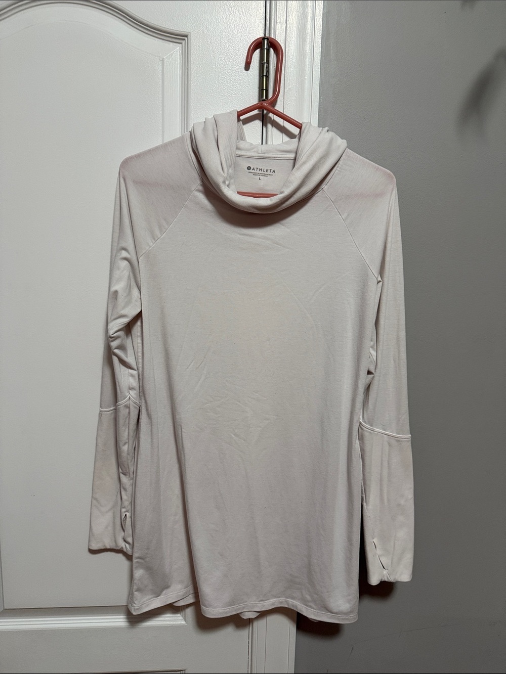 Athleta Off White Long Sleeve Hooded Top